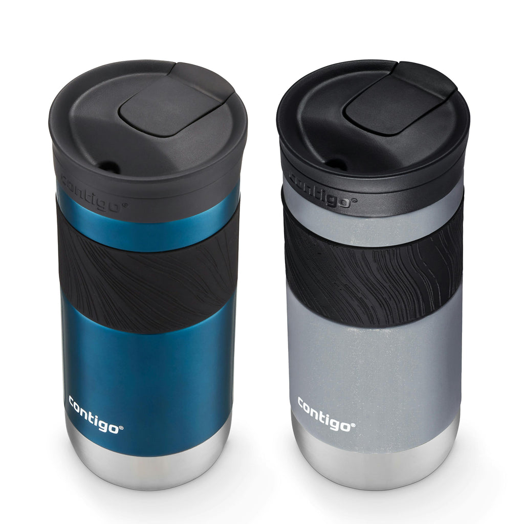 Contigo® SNAPSEAL™ Insulated Stainless Steel Travel Mug with Grip, 16oz., Blueberry Transparent Satin & Gold Morel
